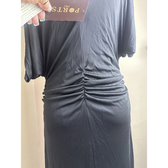 NWT PORTS 1961 Black Split Sleeve Silk Lined Ruched Waist Dress Sz XL $495 - Picture 12 of 15